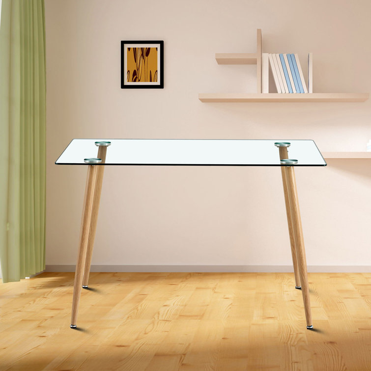 Mercer41 Moyra Glass Top Metal Base Dining Table Wayfair Canada